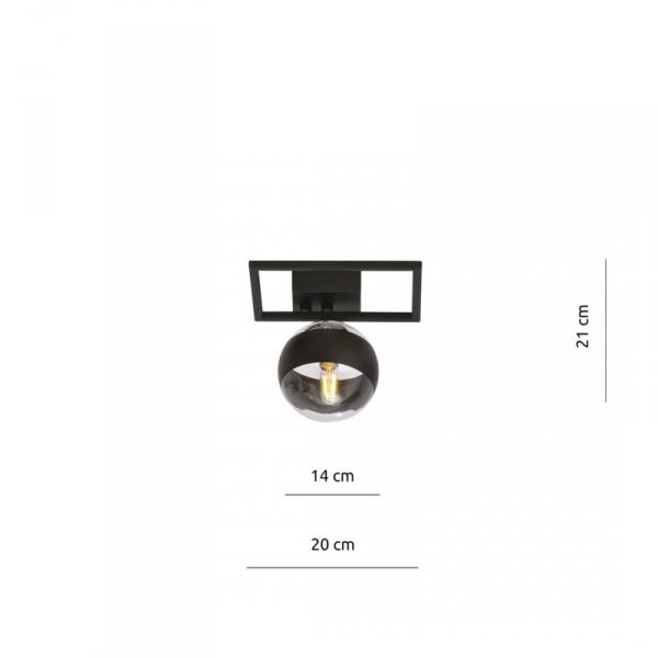 LAMPA SUFITOWA PLAFON CZARNY KLOSZ KULA EMIBIG IMAGO 1E BLACK/STRIPE