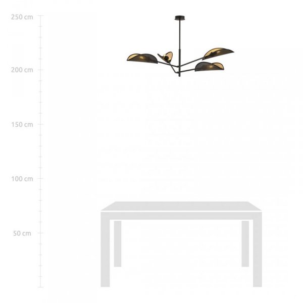 LAMPA WISZĄCA CZARNA DEKORACYJNA DO POKOJU SALONU EMIBIG VENE 4 BLACK/GOLD