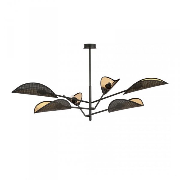 LAMPA WISZĄCA CZARNA DEKORACYJNA DO POKOJU SALONU EMIBIG VENE 6 BLACK/GOLD