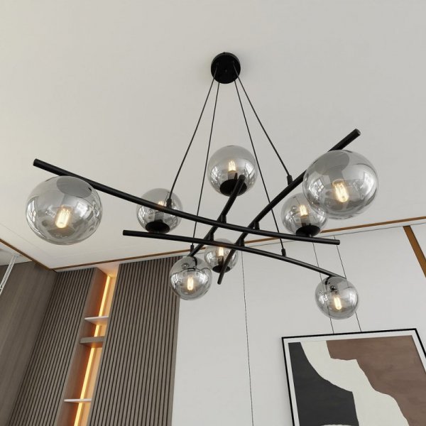 LAMPA WISZĄCA NOWOCZESNA KULE SZKLANE EMIBIG ESSA 8 GRAFIT