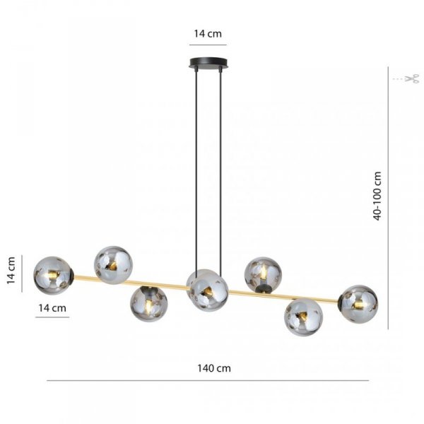 LAMPA WISZĄCA ZŁOTA KULE BIAŁE NAD STÓŁ EMIBIG GRAVITY 8 BL GRAFIT