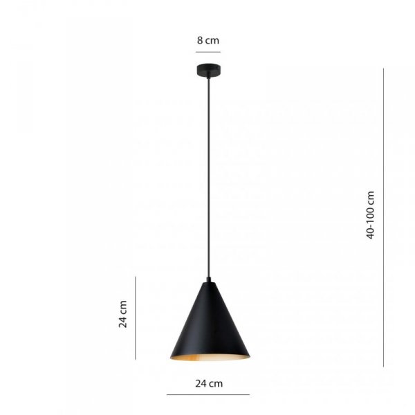 LAMPA WISZĄCA METALOWA CZARNA NAD STÓŁ DO JADALNI KUCHNI NAD WYSPĘ EMIBIG REBEL 1 BLACK/GOLD oprawa oświetleniowa