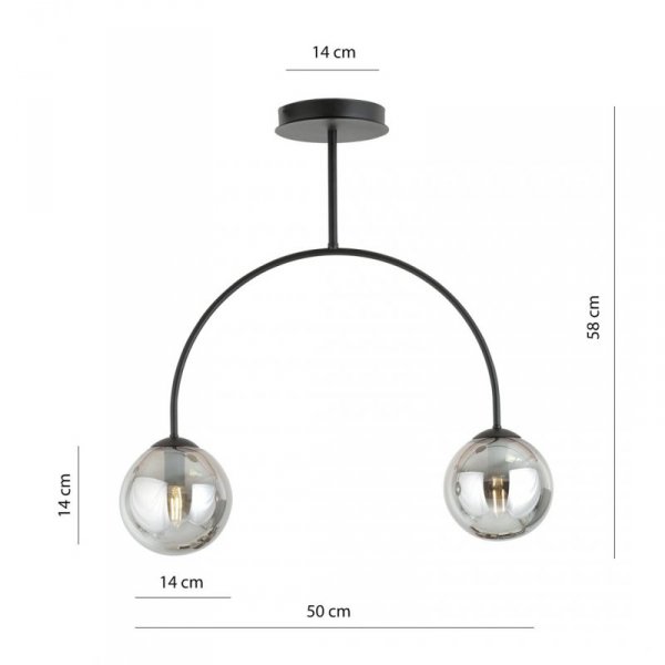 LAMPA WISZĄCA CZARNA KULE SZKLANE NOWOCZESNA EMIBIG ARCHI 2 BL GRAFIT oprawa oświetleniowa