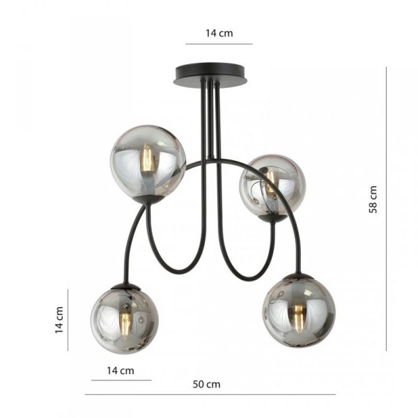 LAMPA WISZĄCA CZARNA KULE SZKLANE NOWOCZESNA EMIBIG ARCHI 4A BL GRAFIT oprawa oświetleniowa