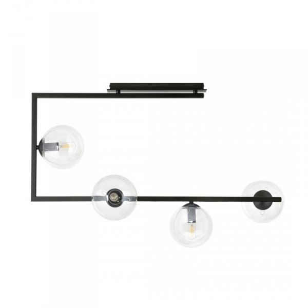 LAMPA WISZĄCA CZARNA NOWOCZESNA KULE SZKLANE EMIBIG SOMA 4 BL TRANSPARENT oprawa oświetleniowa