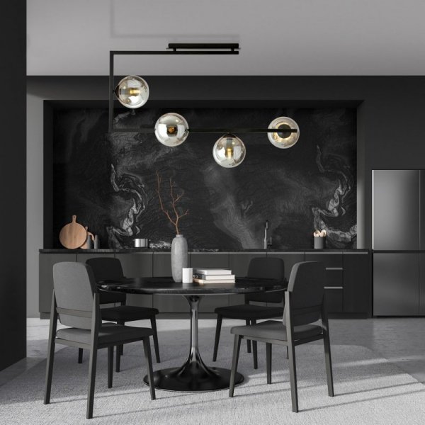 LAMPA WISZĄCA CZARNA NOWOCZESNA KULE SZKLANE EMIBIG SOMA 4 BL GRAFIT oprawa oświetleniowa