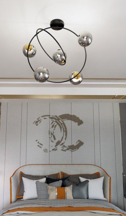 LAMPA SUFITOWA WISZĄCA CZARNA KULE SZKLANE EMIBIG STARDOM 5 BL GRAFIT oprawa oświetleniowa
