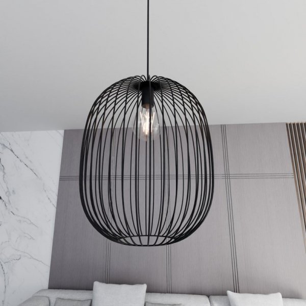 LAMPA WISZĄCA CZARNA METALOWA DRUCIANA EMIBIG ONYX 1 BL oprawa oświetleniowa