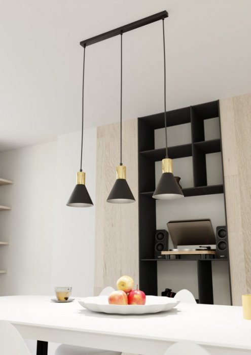 EMIBIG LAMPA WISZĄCA CZARNO ZŁOTA NAD STÓŁ ROSA 3 BL oprawa oświetleniowa
