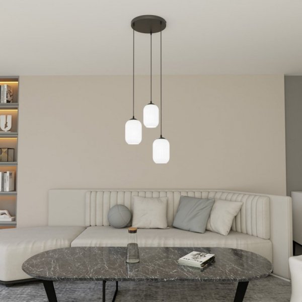 LAMPA WISZĄCA SZKLANA NOWOCZESNA EMIBIG VERDI 3 BL PREM OPAL oprawa oświetleniowa