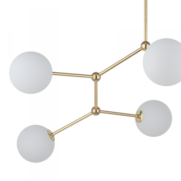 TK LIGHTING FAIRY GOLD LAMPA SUFITOWA ZŁOTA SZKLANE KLOSZE KULE BIAŁE