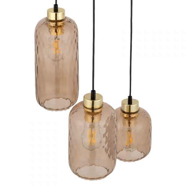 TK LIGHTING 4576 PESCARA LAMPA WISZĄCA NA KOLE CZARNO ZŁOTA BURSZTYNOWA