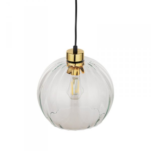TK LIGHTING DEVI TRANSPARENT 4578 LAMPA WISZĄCA SZKLANA KULA TRANSPARENTNA CZARNO ZŁOTA 25CM