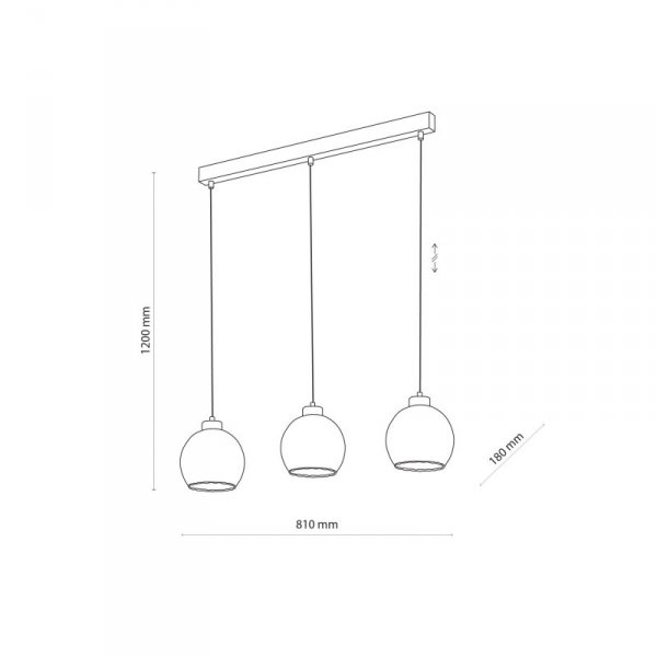 TK LIGHTING DEVI TRANSPARENT 4580 LAMPA WISZĄCA LISTWA CZARNO ZŁOTA KLOSZ SZKLANY TRANSPARENTNY KULA