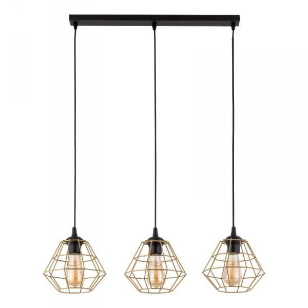 TK LIGHTING DIAMOND NEW BLACK/GOLD LAMPA WISZĄCA 3 PL LISTWA