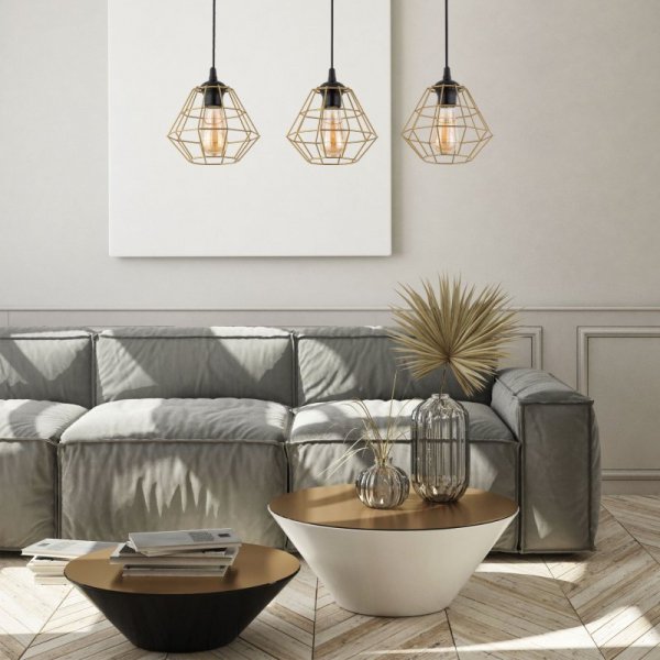 TK LIGHTING DIAMOND NEW BLACK/GOLD LAMPA WISZĄCA 3 PL LISTWA