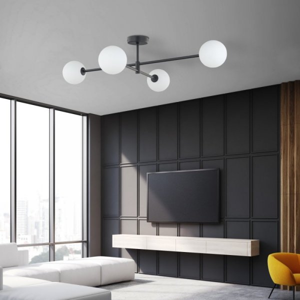 TK LIGHTING SARIUS BLACK 4735 LAMPA SUFITOWA CZARNA BIAŁE KULE SZKLANE MLECZNE