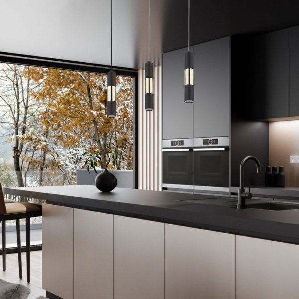 TK LIGHTING VIVIEN BLACK/GOLD 4757 LAMPA WISZĄCA CZARNO ZŁOTE TUBY NAD STÓŁ