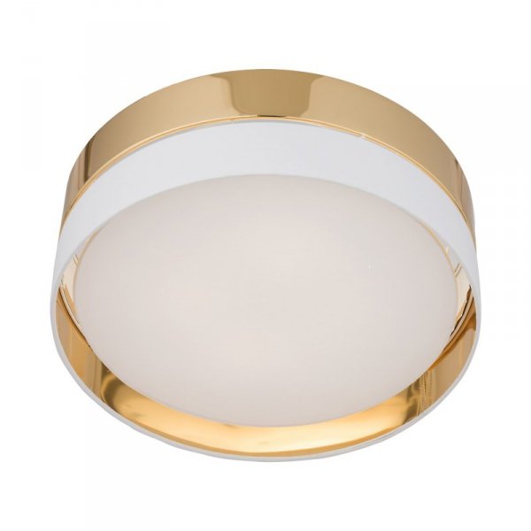 TK LIGHTING HILTON WHITE/GOLD 4772 LAMPA SUFITOWA PLAFON BIAŁO ZŁOTY ABAŻUR DUŻY 45CM DO SALONU SYPIALNI