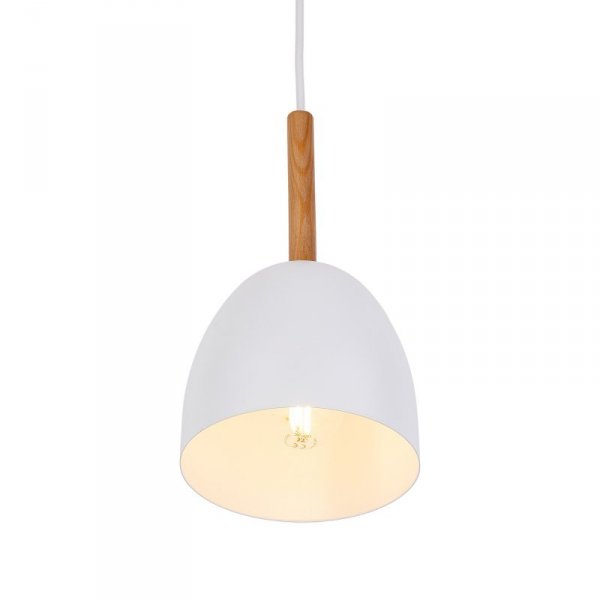 TK LIGHTING NORD WHITE 4868 LAMPA WISZĄCA BIAŁA Z DREWNEM METALOWA NAD STÓŁ