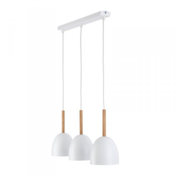 TK LIGHTING NORD WHITE 4869 LAMPA WISZĄCA BIAŁA Z DREWNEM NAD STÓŁ