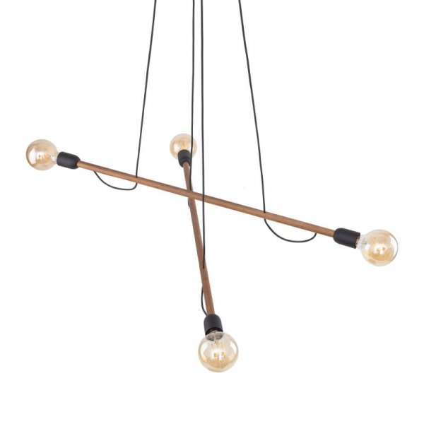 TK LIGHTING HELIX WOOD ORZECH LAMPA WISZĄCA 4 PŁ