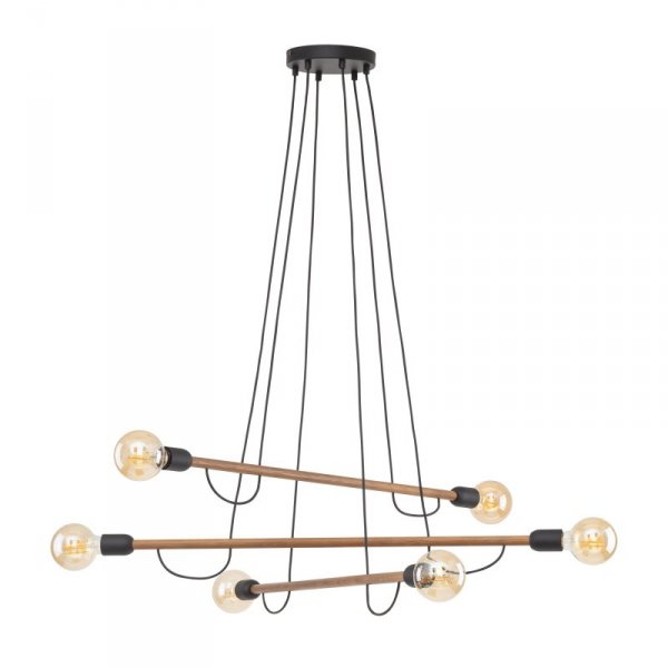 TK LIGHTING HELIX WOOD ORZECH LAMPA WISZĄCA 6 PŁ