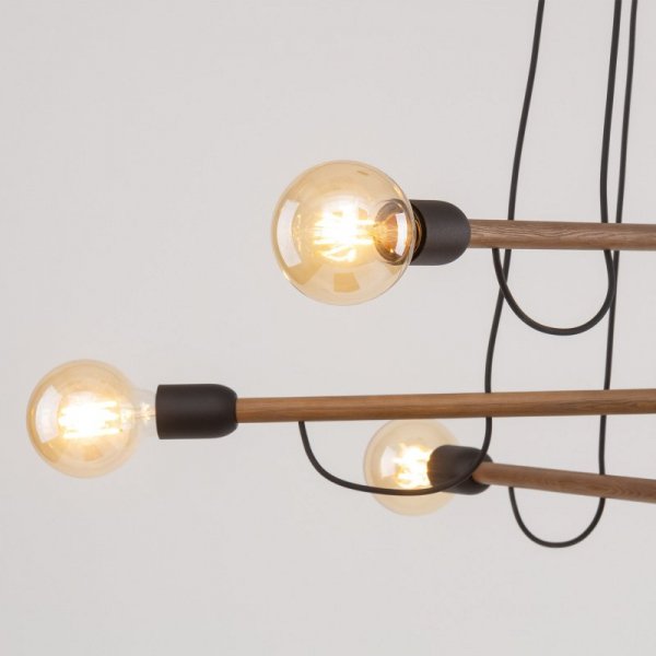 TK LIGHTING HELIX WOOD ORZECH LAMPA WISZĄCA 6 PŁ