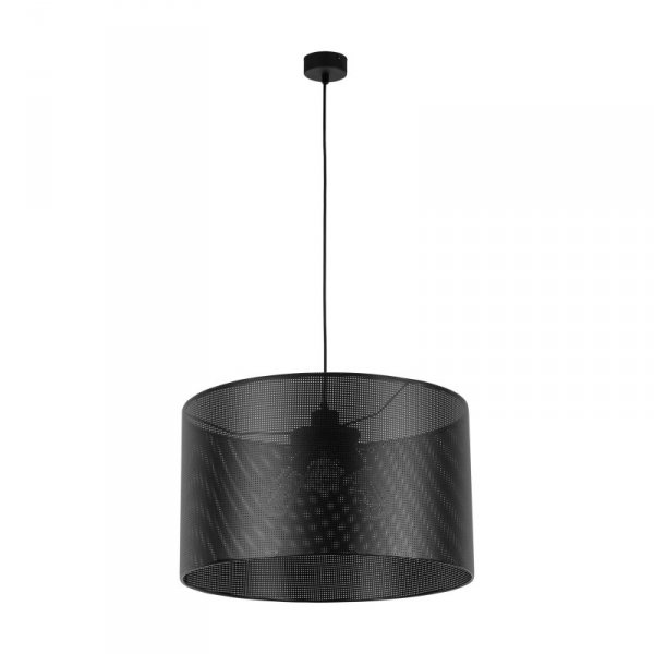 TK LIGHTING MORENO 4990 LAMPA WISZACA CZARNA DUŻY ABAŻUR 50CM