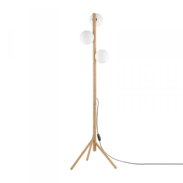 TK LIGHTING ESTERA WOOD 5809 LAMPA PODŁOGOWA DREWNIANA Z KULAMI KULE BIAŁE SZKLANE KLOSZE