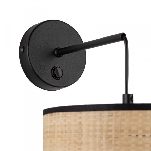 TK LIGHTING LIBERIA 6687 KINKIET CZARNY Z ABAŻUREM ZŁOMKOWYM Z MATERIAŁU RAFIA NATURALNY EKO