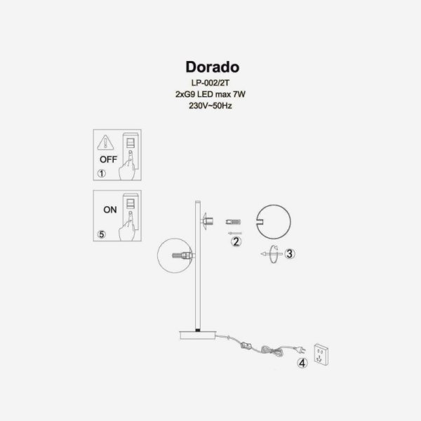 LIGHT PRESTIGE DORADO LP-002/2T BK LAMPKA STOŁOWA NOCNA CZARNA KLOSZE KULE BIAŁE