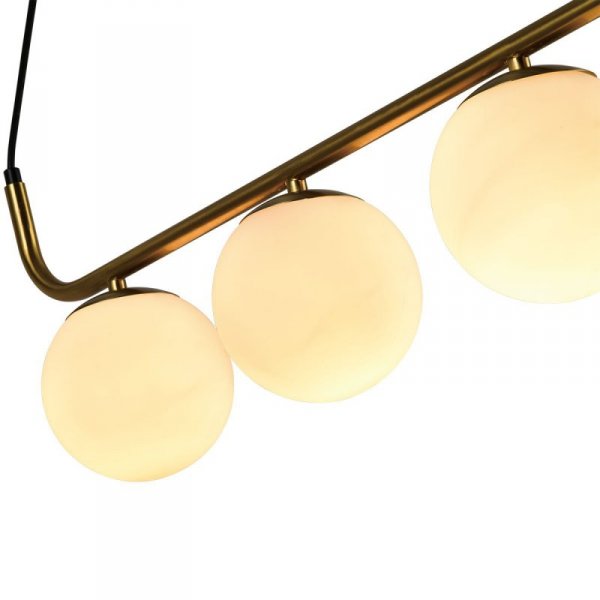 LAMPA WISZĄCA ZŁOTA Z BIAŁYMI KULAMI NAD STÓŁ DO SALONU KUCHNI JADALNI KULE BIAŁE LP-005/3L GD LIGHT PRESTIGE ALISA