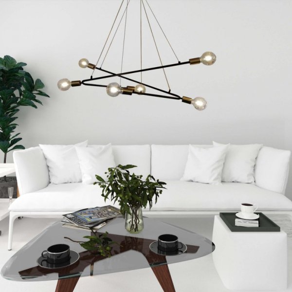 LAMPA WISZĄCA INDUSTRIALNA LOFT EDISON LIGHT PRESTIGE ESTRELLA  LP-075/6P BK