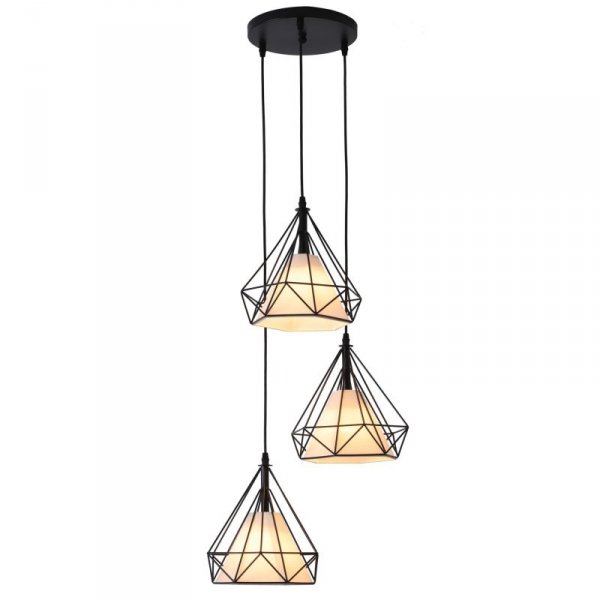 LAMPA WISZĄCA CZARNA DRUCIANA Z ABAŻUREM LIGHT PRESTIGE NOLA  LP-076/3P BK