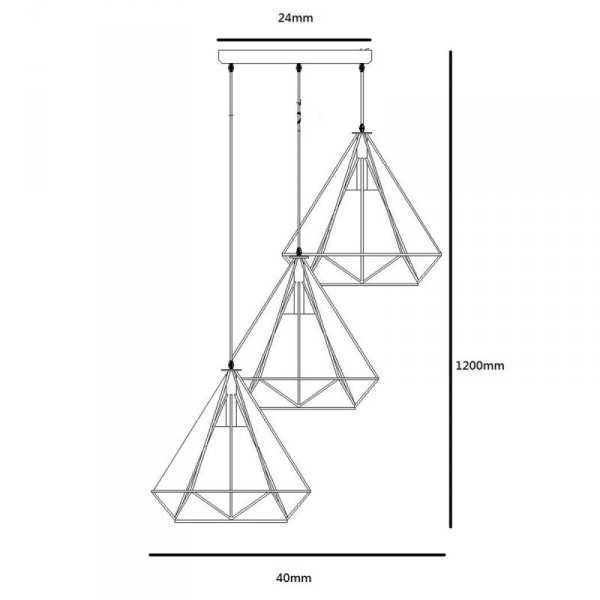 LAMPA WISZĄCA CZARNA DRUCIANA Z ABAŻUREM LIGHT PRESTIGE NOLA  LP-076/3P BK