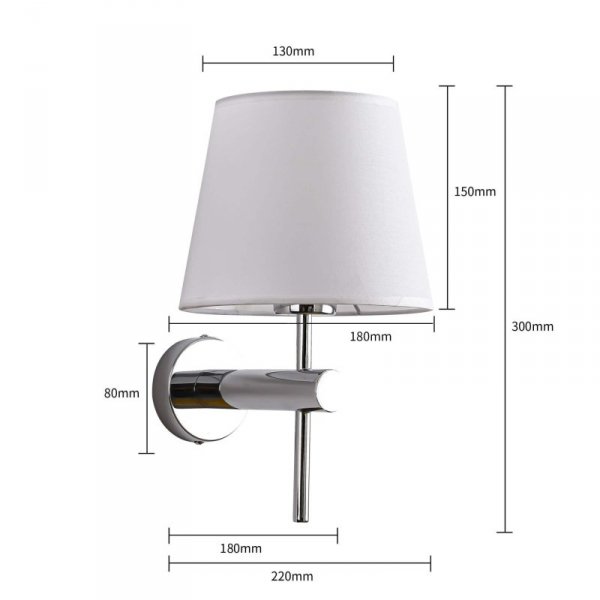 KINKIET KLASYCZNY PROSTY CHROM Z ABAŻUREM DO SALONU SYPIALNI LIGHT PRESTIGE TIVOLI LP-1133/1W CH