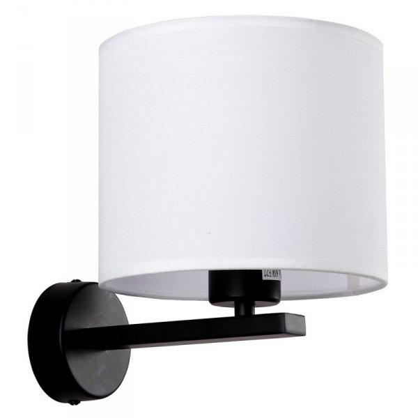 KINKIET CZARNY Z BIAŁYM ABAŻUREM KLASYCZNY DO SALONU SYPIALNI POKOJU LIGHT PRESTIGE CECINA  LP-114/1W WH