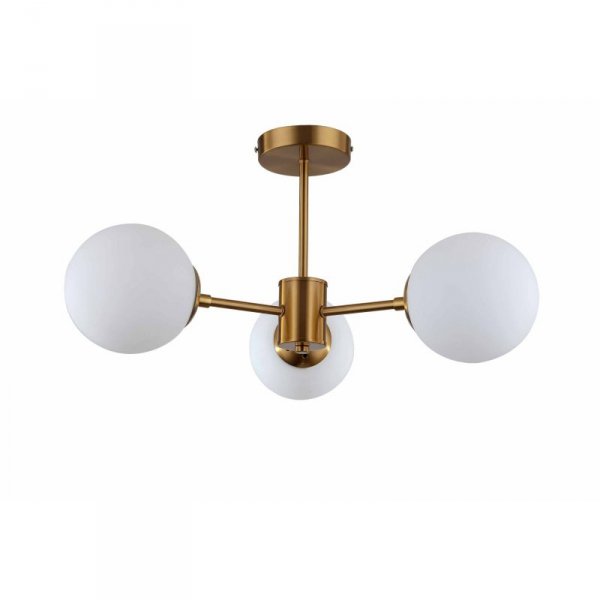 LIGHT PRESTIGE ROMA LP-1345/3P GD LAMPA SUFITOWA ZŁOTA MATOWA KULE BIAŁE KLOSZE