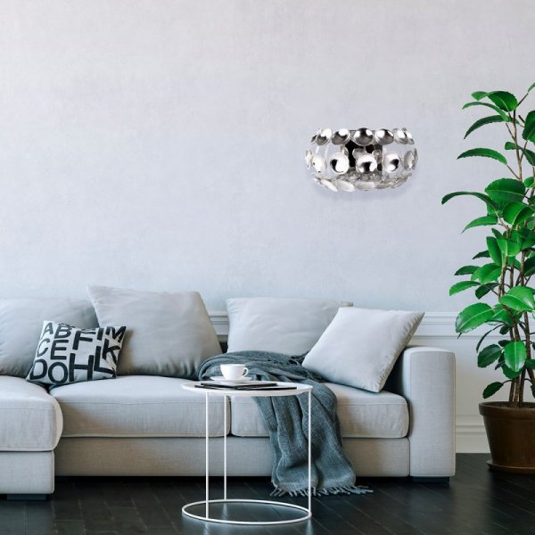 KINKIET DEKORACYJNY GLAMOUR SREBRNY CHROM DO POKOJU SALONU SYPIALNI LIGHT PRESTIGE FERRARA LP-17060/1W
