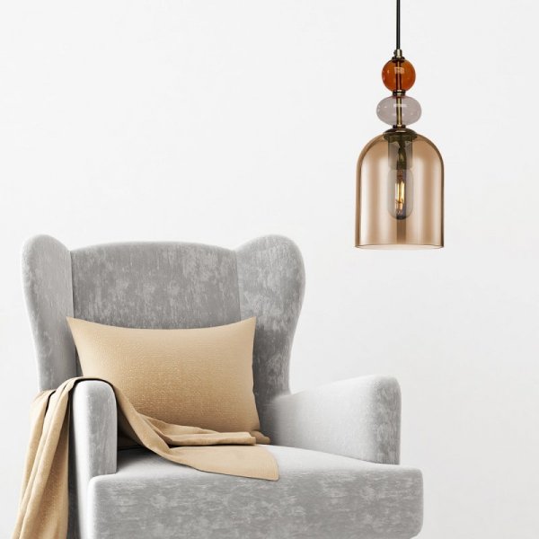 LAMPA WISZĄCA SZKLANA BURSZTYNOWA DO SALONU KUCHNI JADALNI NAD STÓŁ LIGHT PRESTIGE TROPEA LP-2004/1P M AM