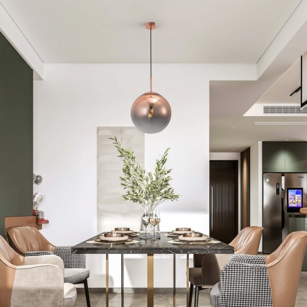 LAMPA WISZĄCA KULA MIEDZIANA 30CM SZKLANA LIGHT PRESTIGE PALLA LP-2844/1P MI DO SALONU POKOJU SYPIALNI