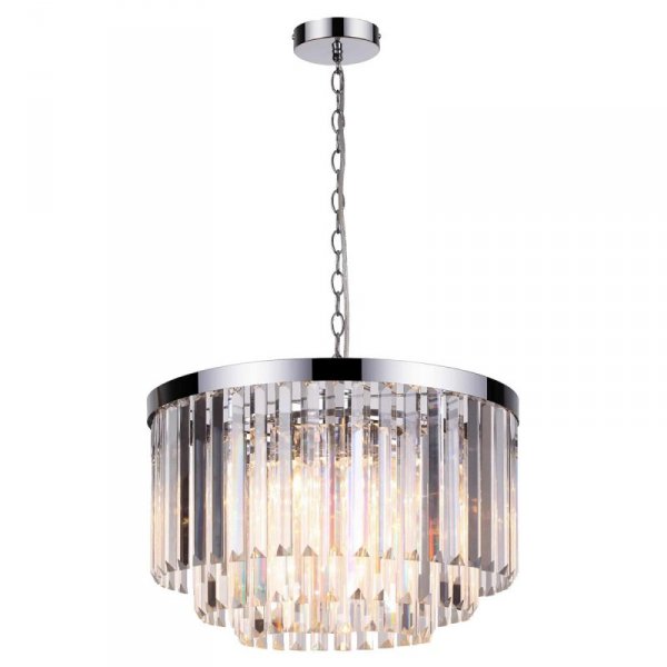 ŻYRANDOL GLAMOUR SZKLANY KRYSZTAŁOWY LAMPA WISZĄCA CHROM DO SYPIALNI SALONU LIGHT PRESTIGE VETRO LP-2910/5P