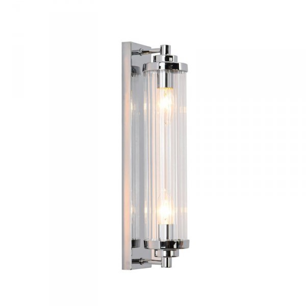 KINKIET CHROM SREBRNY SZKLANY GLAMOUR DO ŁAZIENKI SALONU SYPIALNI PIONOWY LIGHT PRESTIGE LORENZO LP-2960/1W CH PODWÓJNY