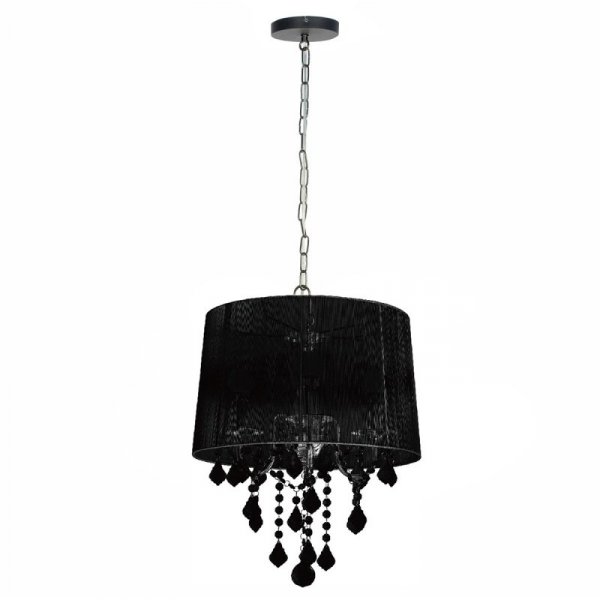 LAMPA GLAMOUR WISZĄCZA CZARNA Z KRYSZTAŁKAMI Z ABAŻUREM DO SALONU SYPIALNI LIGHT PRESTIGE MONA LP-5005/3P czarna