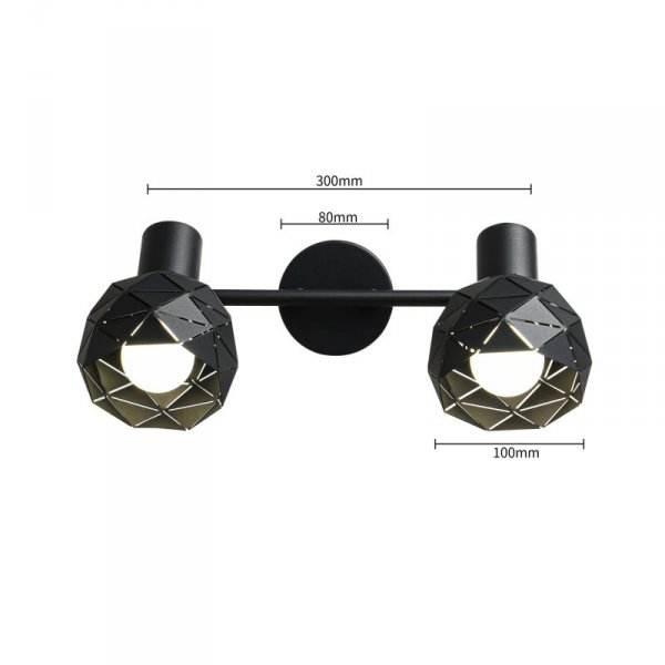 KINKIET PLAFON SPOT REFLEKTOR CZARNY DEKORACYJNY REGULOWANY LIGHT PRESTIGE REUS LP-8069/2WS BK