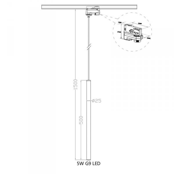 Lampa wisząca Lungo 1 do szynoprzewodu 3F 1xG9 złota LP-894/1P GD 3F