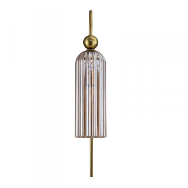 KINKIET ZŁOTY GLAMOUR KLOSZ BURSZTYNOWY SZKLANY DO SALONU SYPIALNI LIGHT PRESTIGE PIEGA LP-939/1W amber