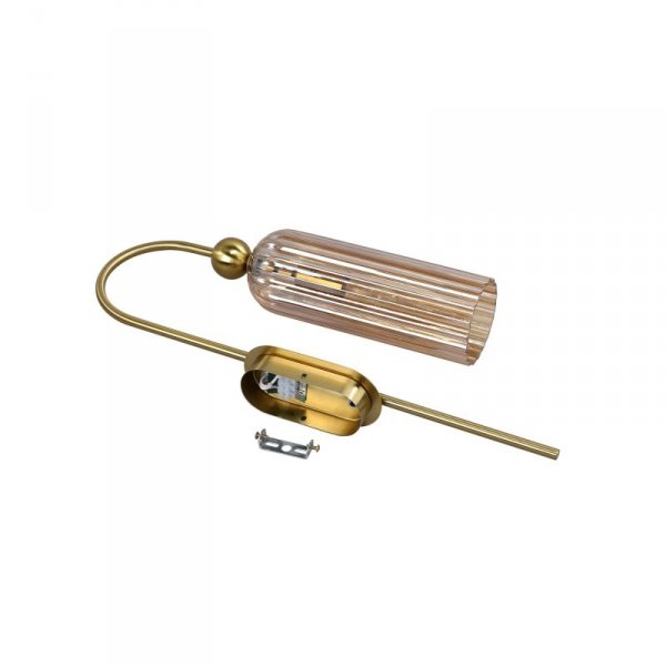 KINKIET ZŁOTY GLAMOUR KLOSZ BURSZTYNOWY SZKLANY DO SALONU SYPIALNI LIGHT PRESTIGE PIEGA LP-939/1W amber