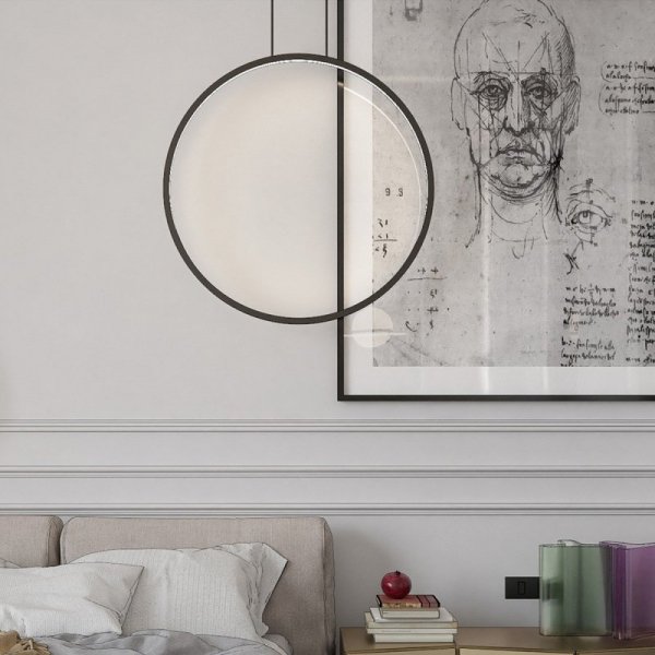 LIGHT PRESTIGE MIRROR LAMPA WISZĄCA LED RING CZARNY KOŁO OBRĘCZ LP-999/1P S BK CCT